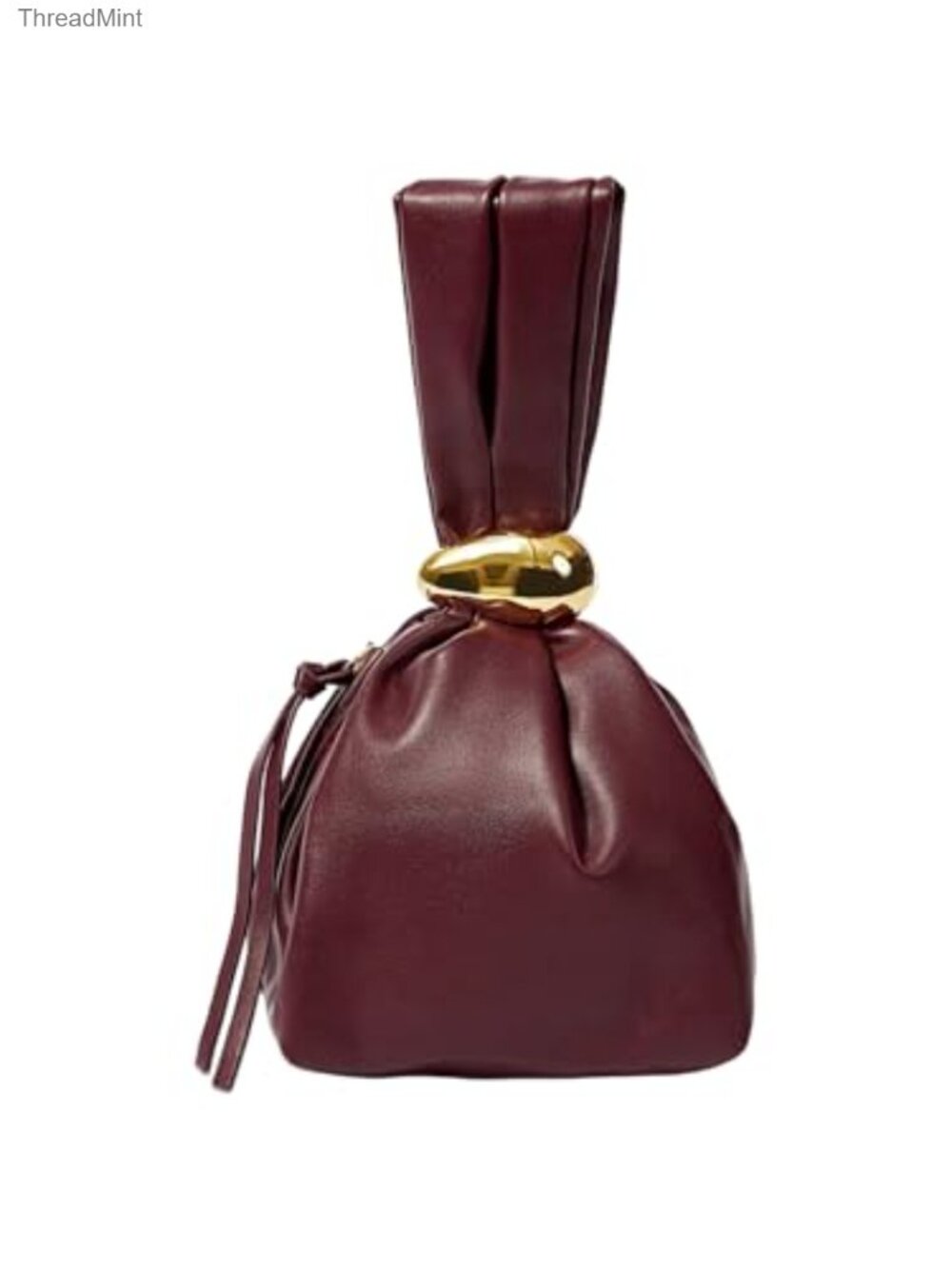 Faux Leather Mini Bucket Bag with Gold-Toned Buckle